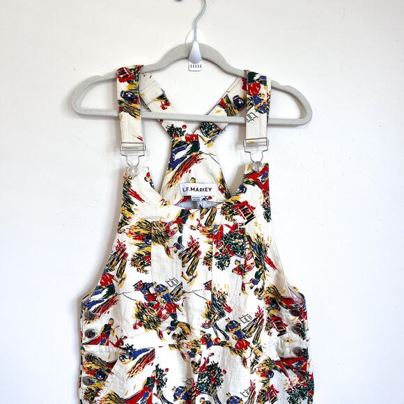 Anthropologie LF Markey Bryson Dungarees Womens Overalls Size 10 Harvest Print - Picture 6 of 16